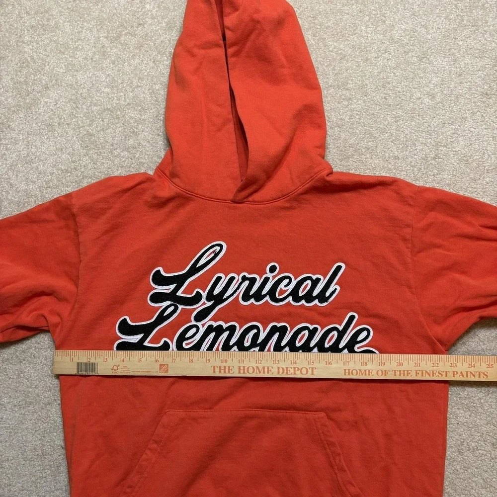 Lyrical Lemonade Hoodie Sweatshirt Mens‎ Medium Orange Script Fleece Pullover